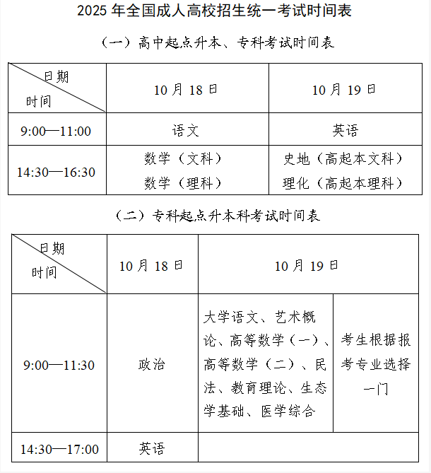 北京市2025年成人高校考试招生有关事宜公告